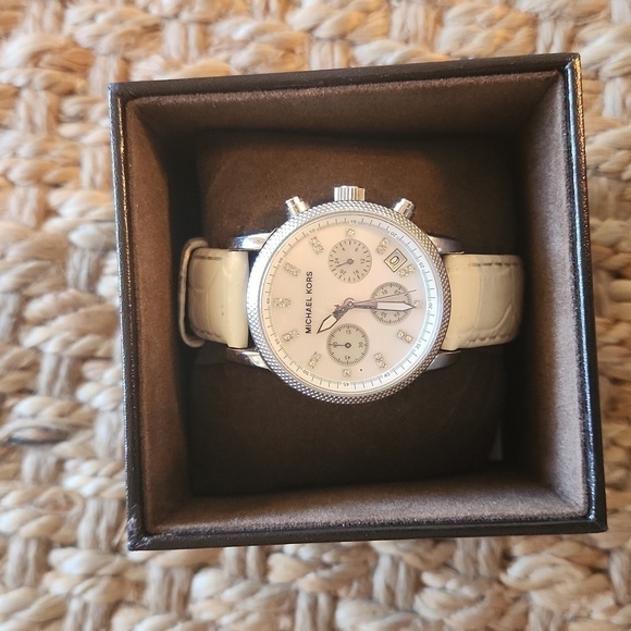 Michael Kors Accessories - Michael Kors White Diamond Watch with Box